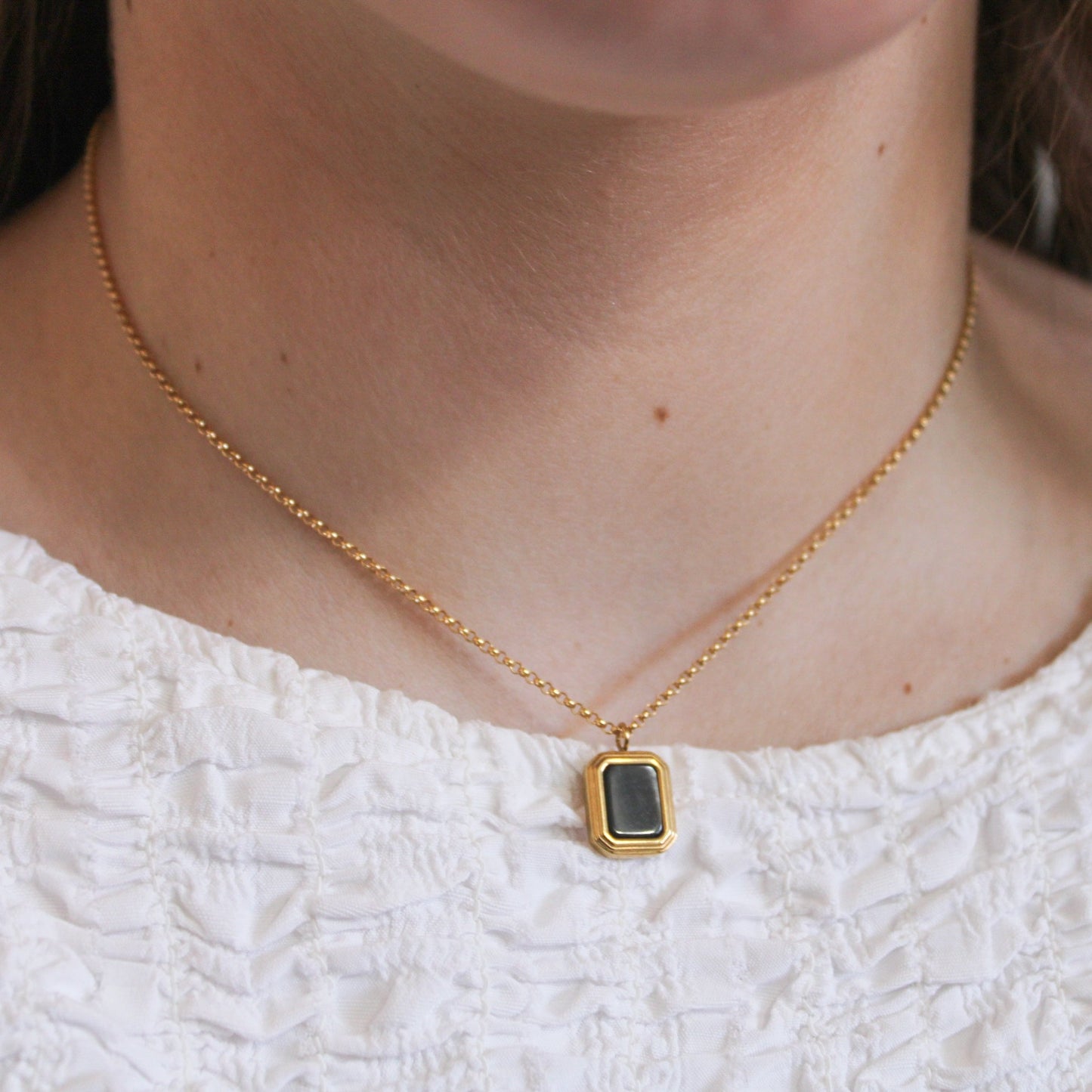 Square Black Pearl Necklace