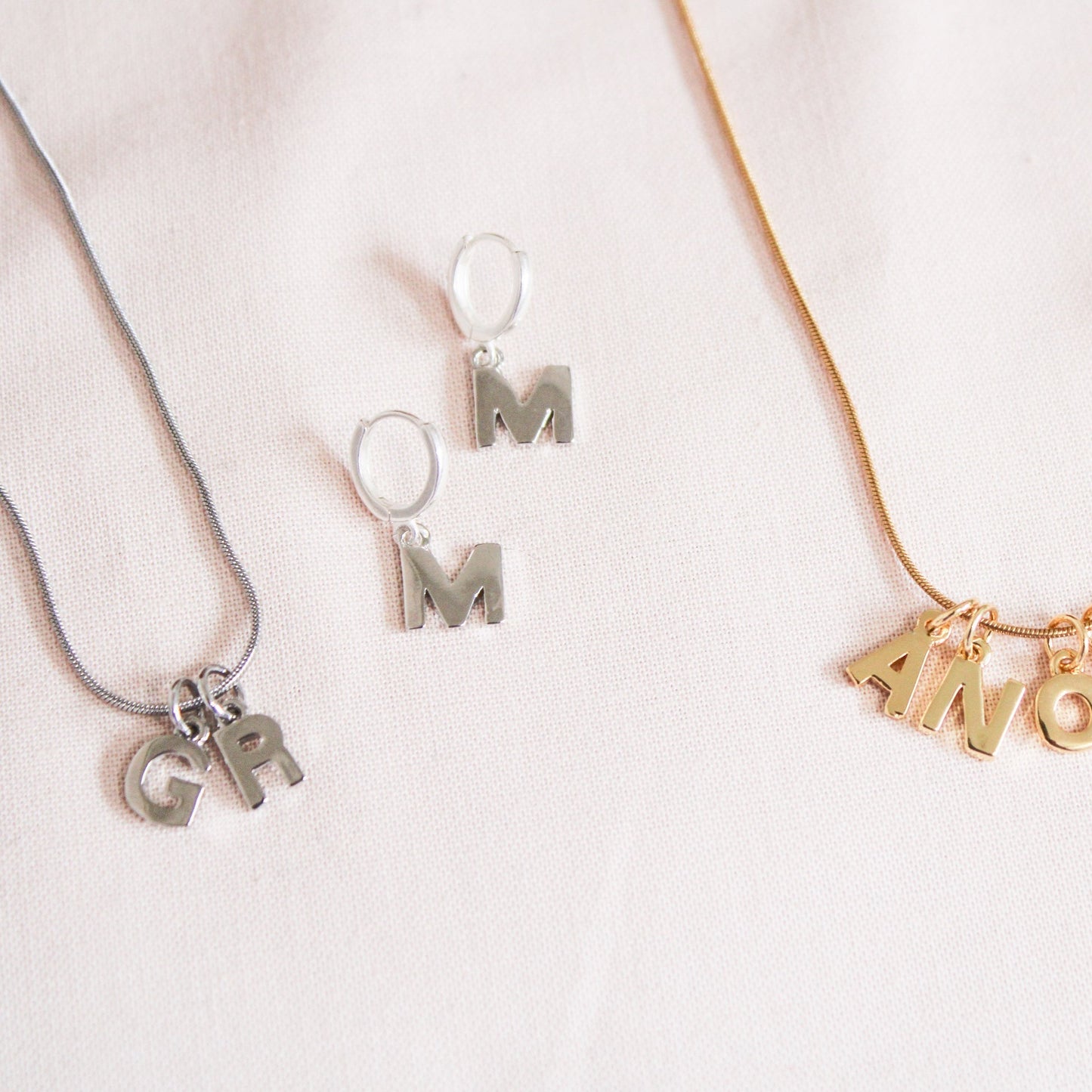 Initial Charm Necklace - Silver