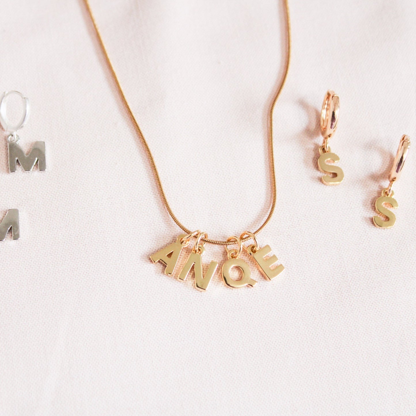 Initial Charm Earrings - Gold