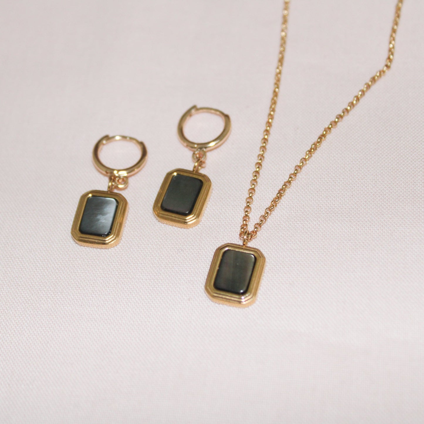 Square Black Pearl Huggies