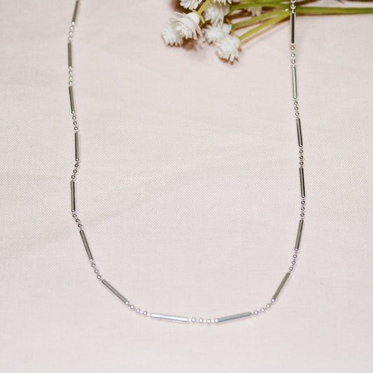 Sterling Silver Stacker Necklace - Bars + Dots