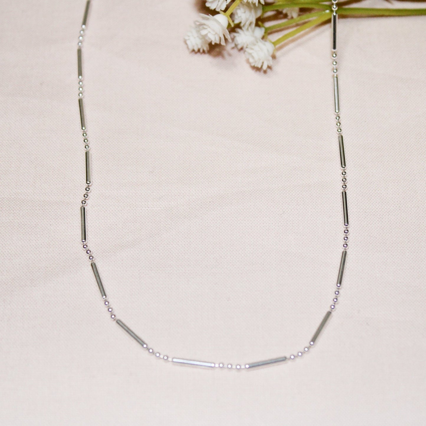 Sterling Silver Stacker Necklace - Bars + Dots