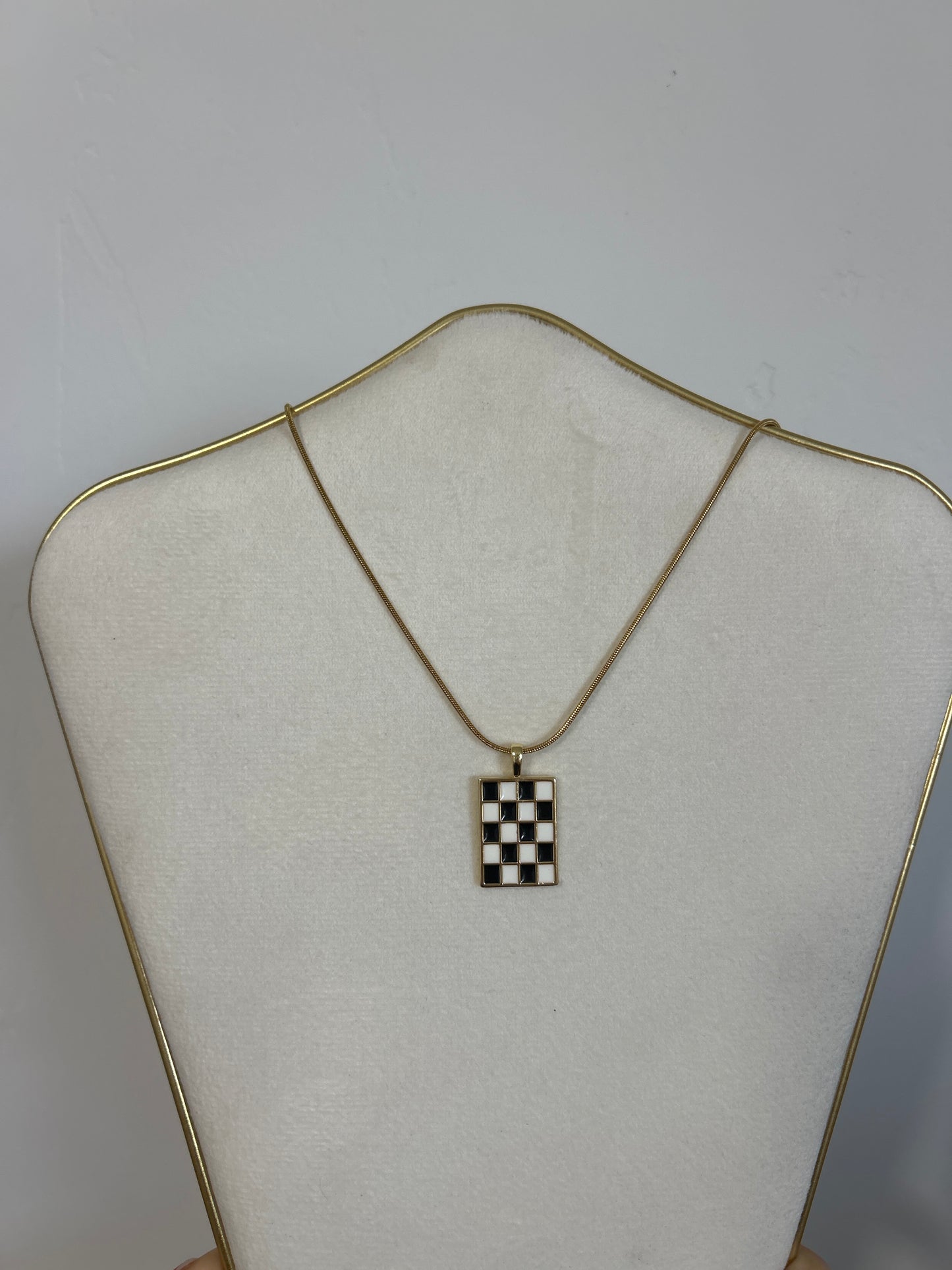 Black White Checkered Necklace