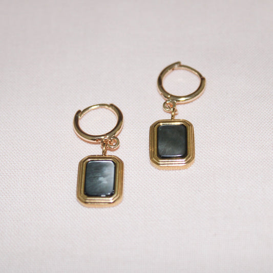 Square Black Pearl Huggies