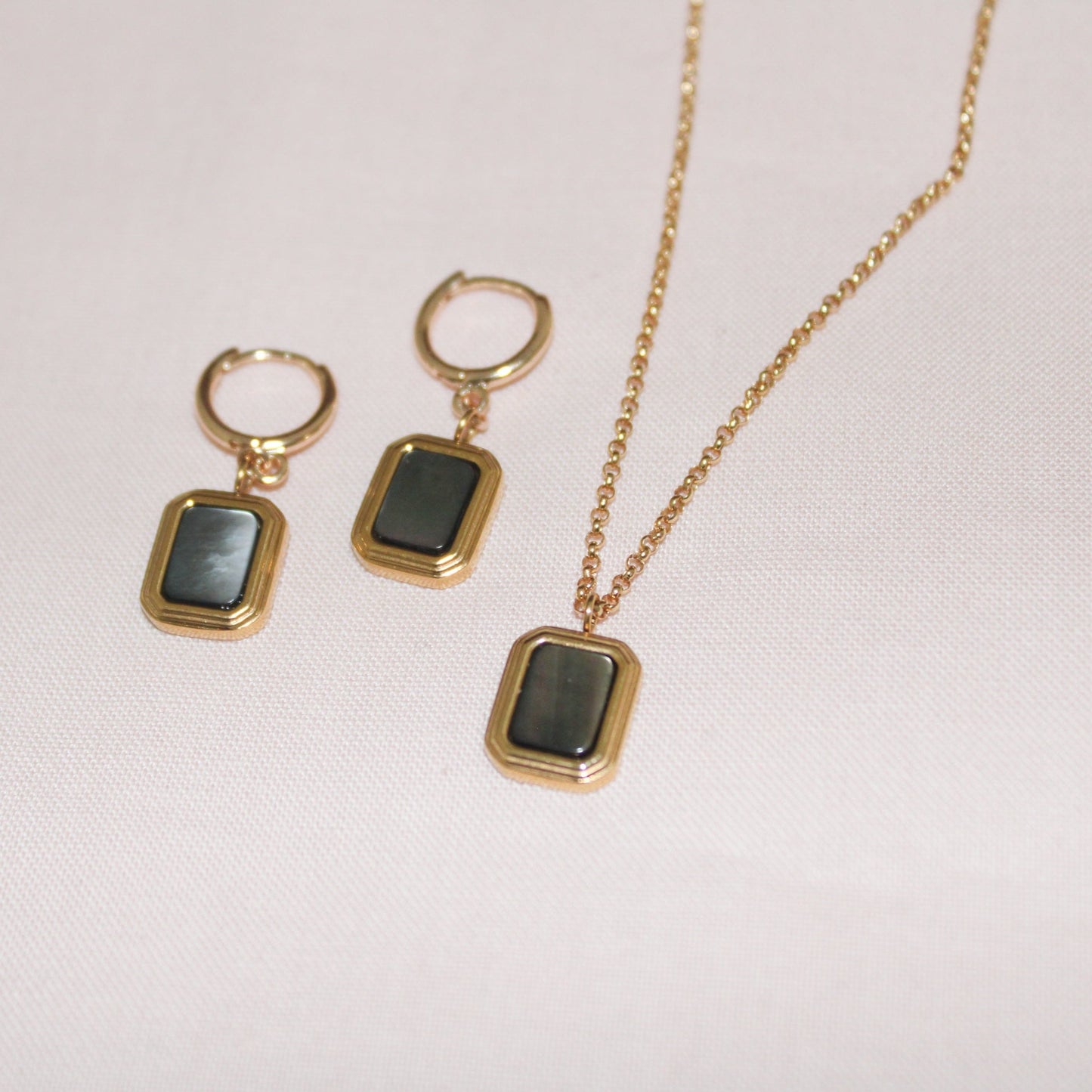 Square Black Pearl Necklace